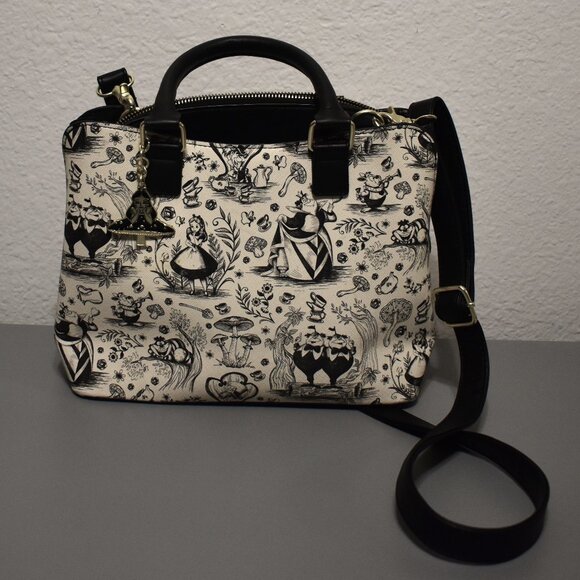 Loungefly Alice In Wonderland Line Art Crossbody Purse - Picture 6 of 11